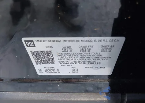2024 Chevrolet Equinox Fwd Lt from USA, damaged, VIN 3GNAXKEG8RL280128